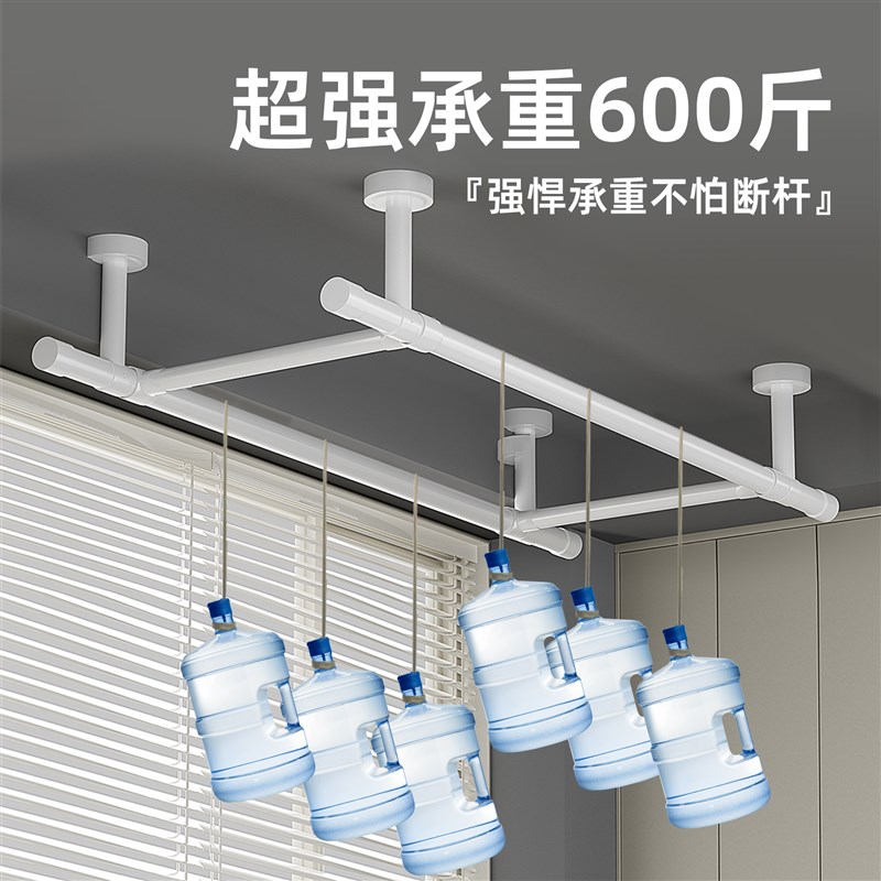 包安装阳台晾衣架顶装固定式304不锈钢晾衣杆加粗S32管双杆挂衣杆