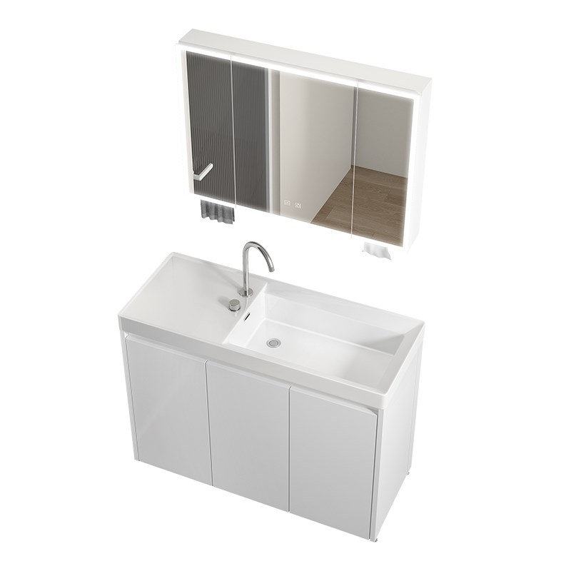 蜂窝铝浴室柜陶瓷一体落地u式洗手盆卫生间洗衣池极窄长台盆洗衣