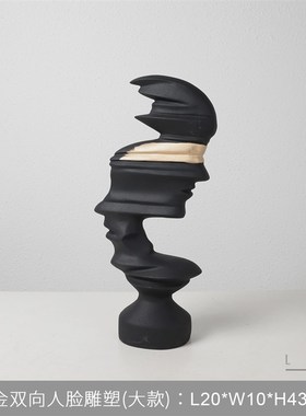 现代简约软装饰售楼处样板间家居客厅创意M艺术抽象人像雕塑摆件