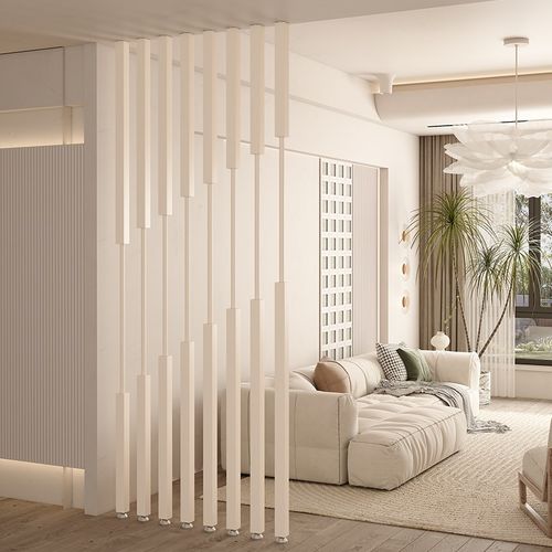 25年新款奶油风k客厅入户正对进门遮挡屏风侘寂家用格栅隔断免打