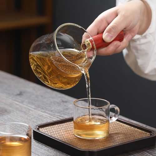 苏氏陶瓷 公道杯侧把玻璃茶壶泡茶T壶月牙过滤水杯
