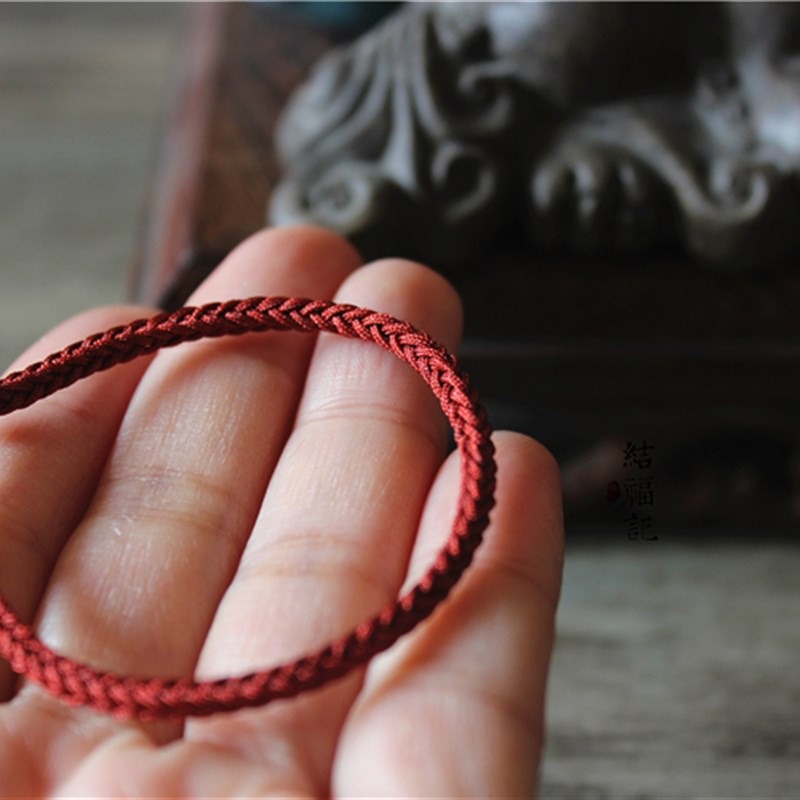 原创枣红色手链手工编制本命年红绳男女手绳情侣手Y链平安绳细绳