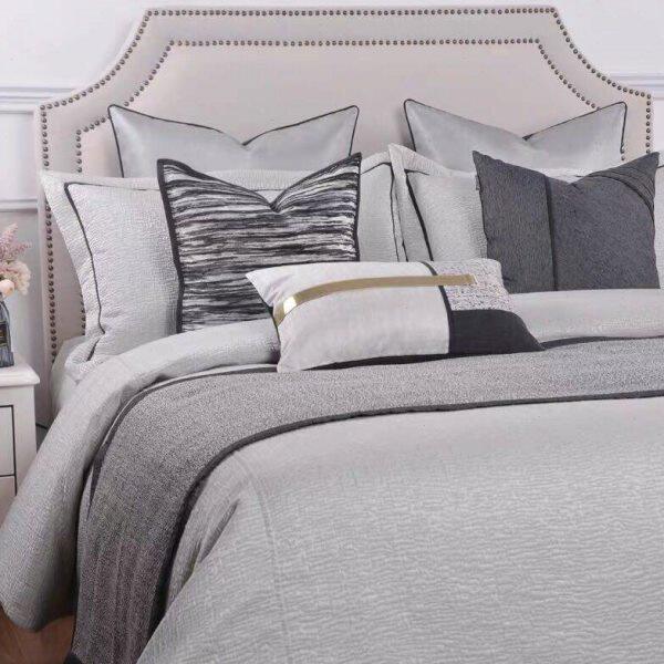 家具间床上用品黑白展厅摆场床品轻奢简约现代样板房灰十件套