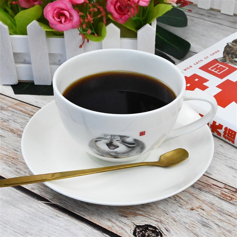 兔狲骨瓷茶杯休闲下午茶杯碟子套装咖啡杯