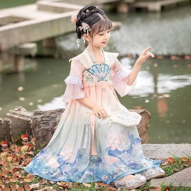 女童连衣裙2025新款夏装洋气公主裙女孩儿童汉服夏季童装春秋裙子