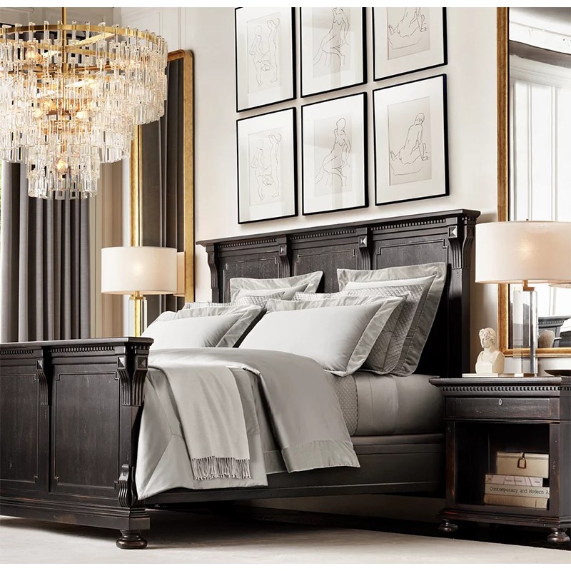 RH美式乡村全实木高端家用主卧双人床1.8米法式复古小户型1.5米床