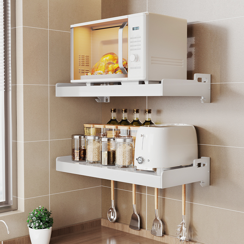 厨房微波炉置物架免打孔挂墙上放烤箱架子家用壁挂式收纳挂架支架