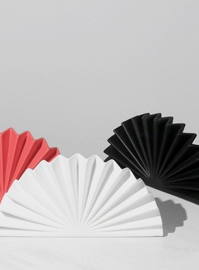 新中式陶瓷扇形创意摆件客厅办公室样板房间玄关柜软装饰品推荐