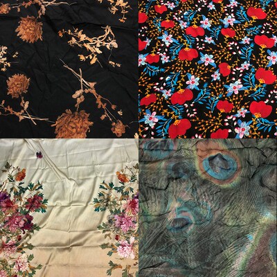 蚕之语A7781-A7800#真丝面料花色双绉乔其纱弹力缎服装零布料按张