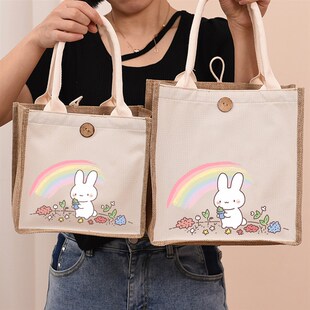 麻布袋大容量黄麻环保女士棉麻帆布手提购物袋