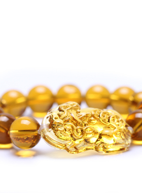 民族风装饰琥珀色饰品古法琉璃手链貔貅小珠圆T形貔貅款配饰包邮