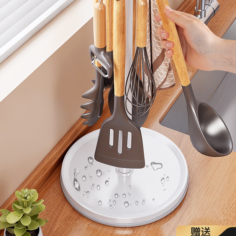 德国旋转锅铲架台面家p用厨房挂钩置物架挂勺子铲子支架厨具收纳