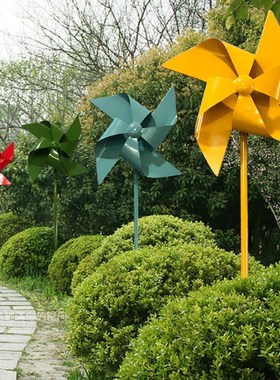 户外园林铁艺旋转大风p车摆件庭院公园草坪景观雕塑创意落地装饰