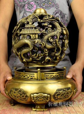 九转乾坤包邮摆件文昌阁鼎九龙乾坤塔转纯铜