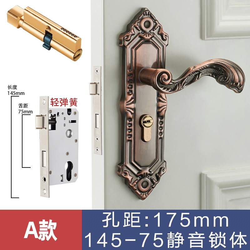 欧式黄古卧室轴承k锁室内执手锁具木门把手机械门锁家用房门锁
