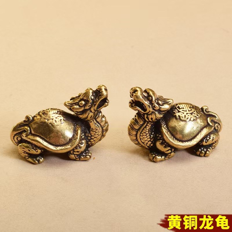 纯铜龙龟一c对把玩手把件办公桌招财霸下防小人神器小摆件茶宠