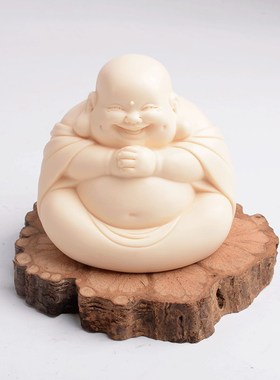 玉黄瓷大肚弥勒佛摆件家居客厅桌面创E意笑佛工艺礼品摆饰车载汽