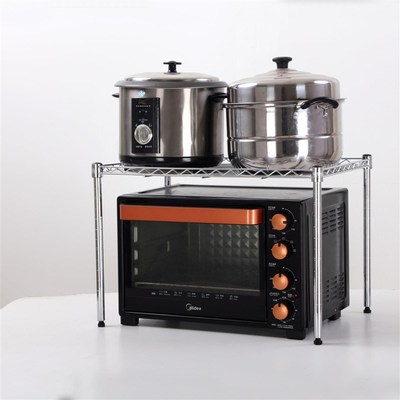 厨房置物架微波炉架一层家用单层不锈钢色烤N箱架40高金属落地架