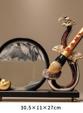 如意大笔发财招财摆件客厅书房办公室前I台酒柜装饰品开业乔迁礼