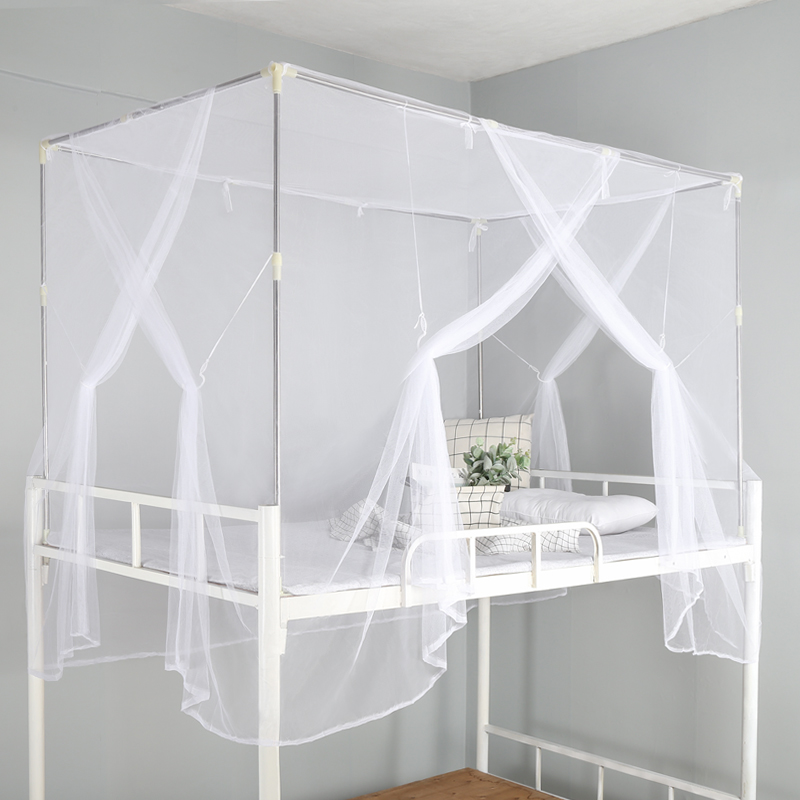 新款学生b寝室0.9m上铺上下铺1.2米单人床简易三开门白色宿舍蚊帐