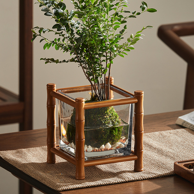 桌面小花架中式仿古m迷你花几绿植摆件置物架办公室桌上装饰花架