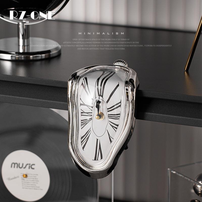 匠十三 现代轻奢玄关桌面书房柜子桌子边缘融化罗马时钟样板间摆