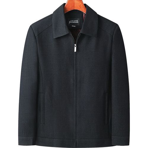 中老年男士春秋季宽松版夹克新款爸爸拉链款翻领休闲外套爷爷上衣