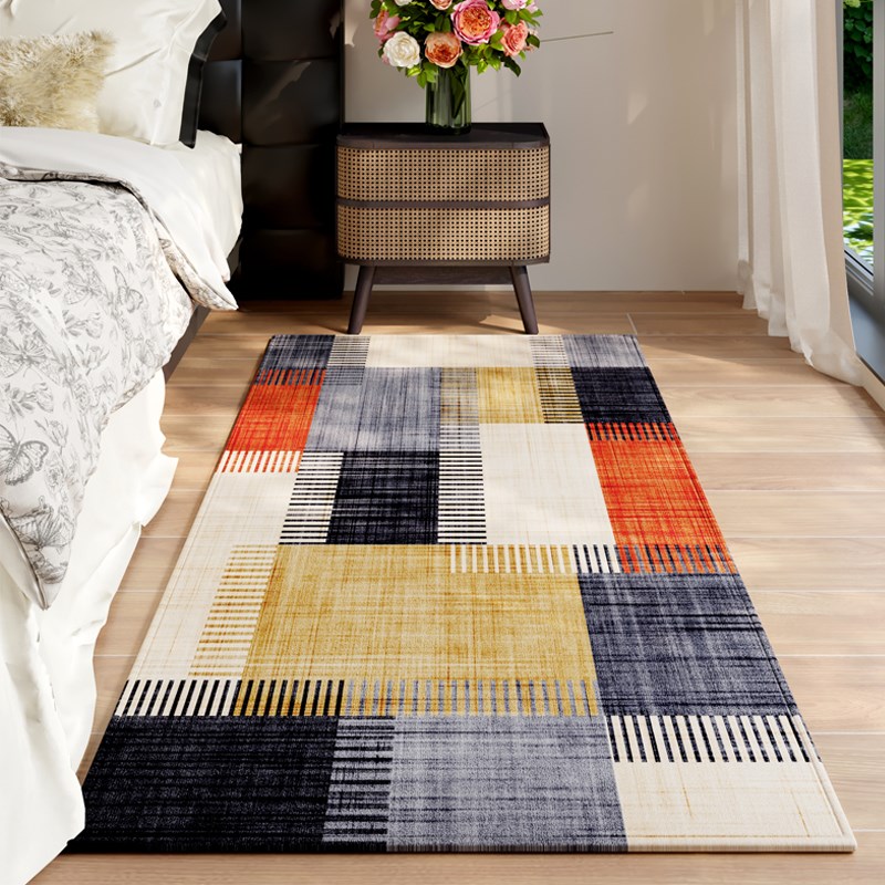 新款复古卧室地毯床边地垫中古长条脚垫垫子床头高级床尾书房沙发