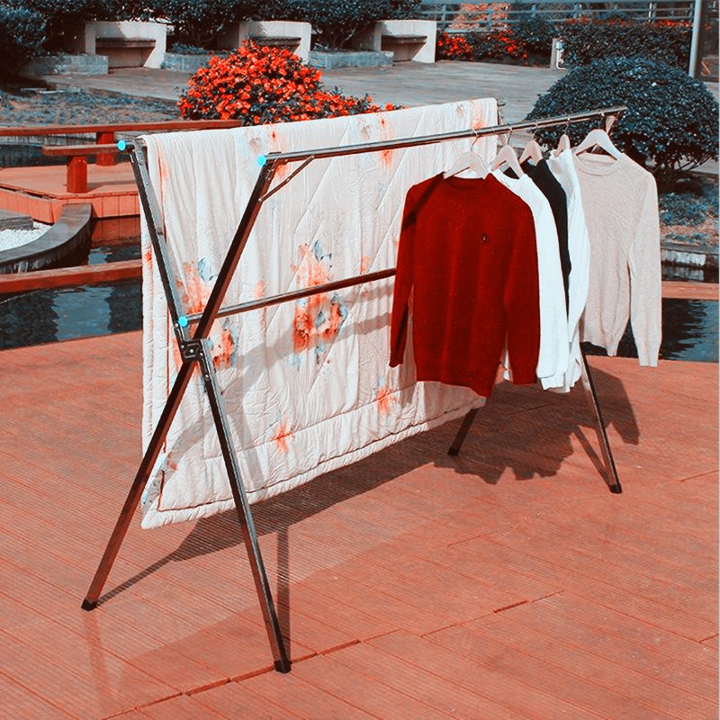 晾衣单杠室内活动卧室落地阳台不锈凉不锈钢杆式单杆衣架晒架家用