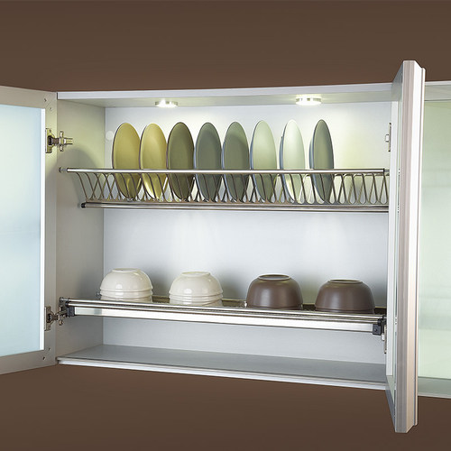 柜式双层碗盘沥水架304不锈钢碗碟架打孔无痕钉碗碟架置物收纳架