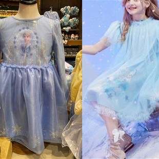 2021新款 网纱裙子礼服裙连衣裙裙子 亮片冰雪女童蓬蓬纱公主裙长袖