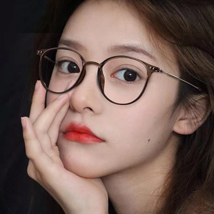 网红款冷茶色眼镜框女 大脸 显瘦网上配眼镜女可配度数近视眼睛潮