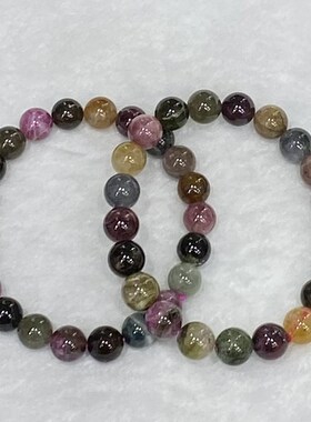 天然彩碧玺手链女款单圈时尚小清新简约水晶手串饰品百搭礼物串珠