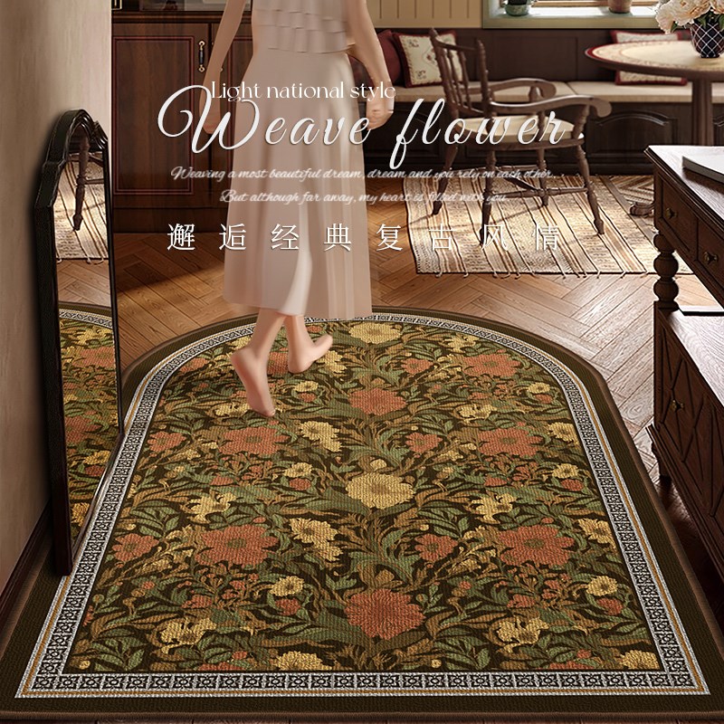 美式入户门地垫进门玄关防滑脚垫高级感复古大门口加厚地毯可裁剪