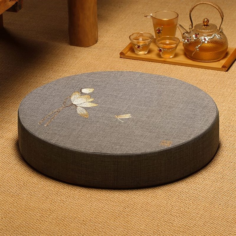 打坐垫禅修垫家用蒲团跪垫可拆洗棉麻飘窗圆形坐垫定制拜佛跪拜垫