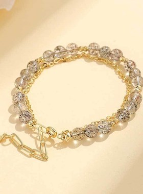 新品黑草莓水晶双圈串珠手链女小众高级感时尚百搭手串手饰