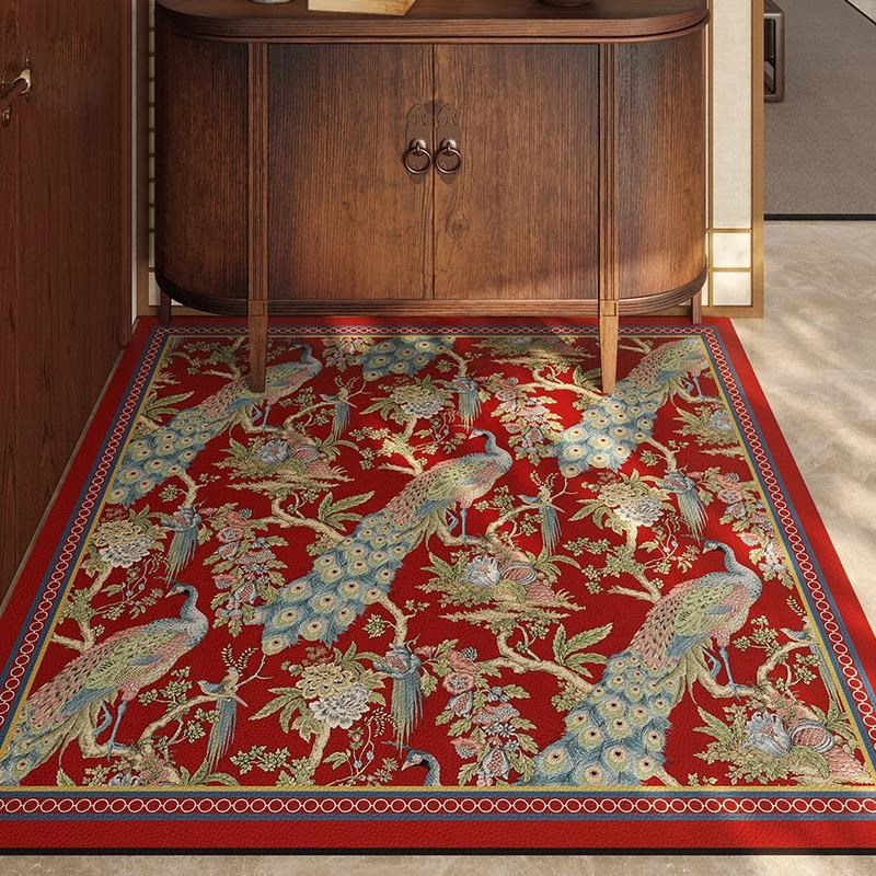 新中式入户门地垫新年喜庆防滑耐脏玄关脚垫过年氛围感进门垫逢春