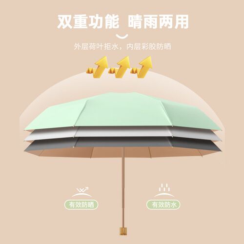 新款彩胶八骨五折伞加大防晒口袋伞折叠两用太阳伞小巧便携晴雨伞