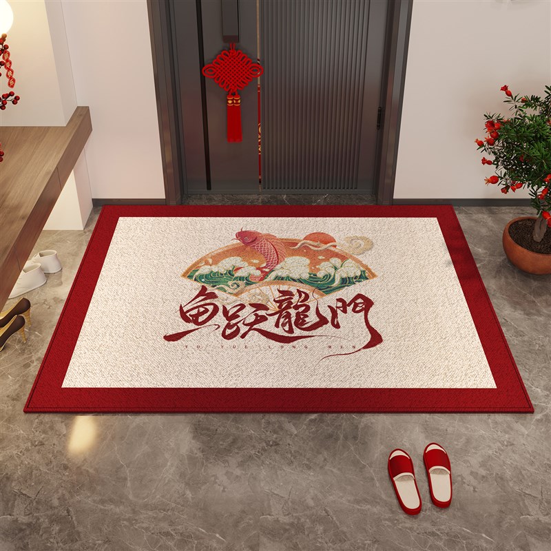 红色入户门地垫玄关大门口喜庆进门门垫高级加厚地毯耐脏防滑脚垫