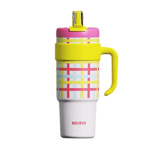 新款格子冰霸杯316水杯子大容量男女生可爱高颜值户外吸管保温杯