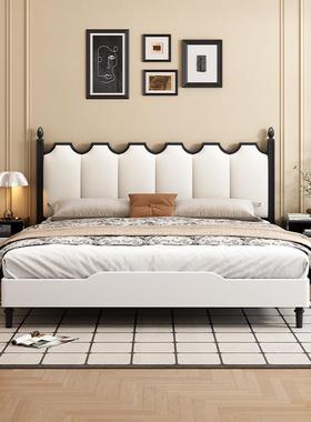 北欧黑色实木床现代简约1.5米1.8复古卧室经济型双人法式复古大床