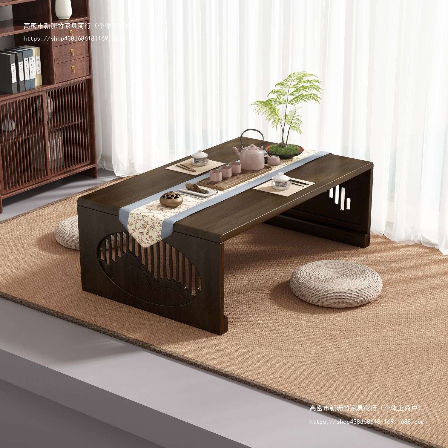 新中式飘窗轻奢感小桌子炕桌榻榻米茶桌折叠炕几窗台茶几矮桌