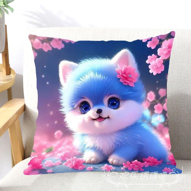 5ZW可爱狗狗十字绣抱枕2024新款客厅沙发枕套靠枕自己绣手工