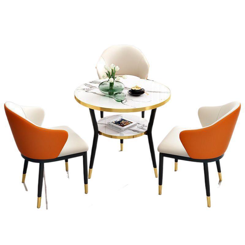 岩板洽谈桌椅组合接待桌长方形小圆桌阳台休闲桌椅咖啡奶茶店餐桌