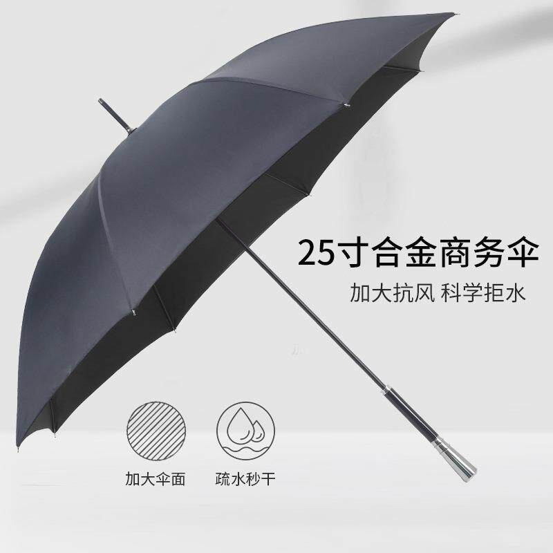 轻奢高档商务合金加大双人长柄雨伞 复古绅士自动双层直杆权杖伞