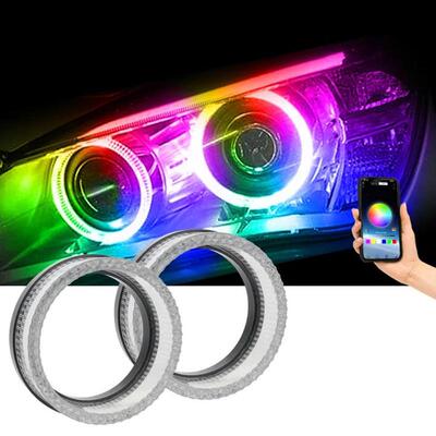 汽车装饰罩APP控制3.0Inch一体光道天使眼日行车灯升级改装大灯5D