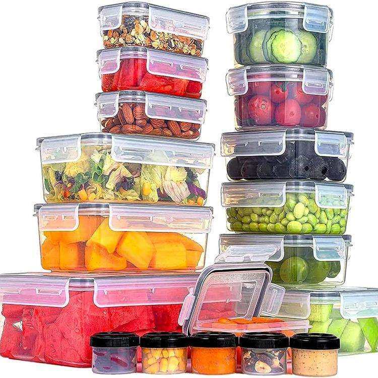 饭盒PP料14件套食品密封罐塑料收纳盒五谷杂粮储物罐家用食品密封