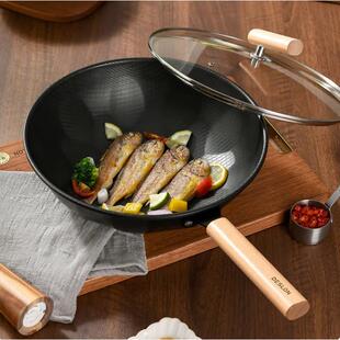 德世朗无涂层锻造精铁炒锅DFS-C834 黑色 30cm