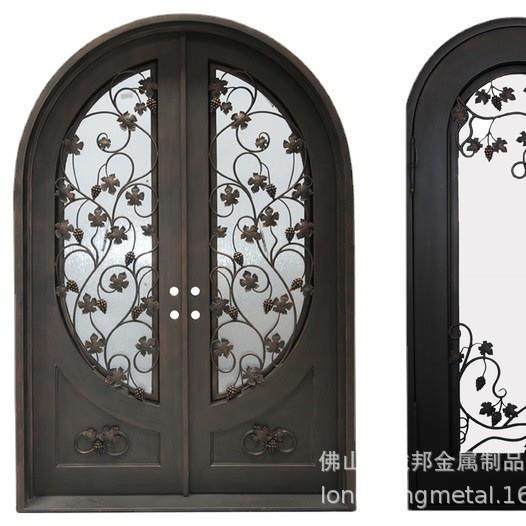 欧式入户门锻造铁门隔音玻璃门庭院铁艺iron door平移门花园铁门