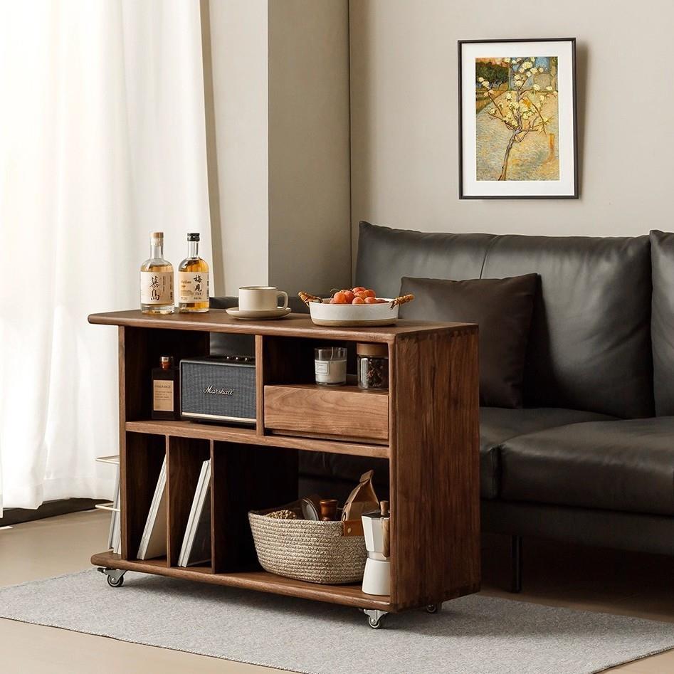 黑胡桃实木小边几沙发边柜北欧现代简约长方形多功能储物边几角几